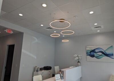 The reception area of a medical office.